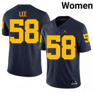Malakai Lee #58 Navy Women's Player Jersey | UMich  Wolverines Football Officially Licensed Fanwear 60951878