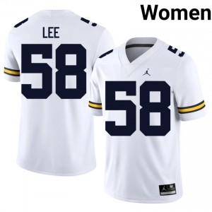 U-M Wolverines Malakai Lee #58 White Women's Football Jersey | NCAA Authentic Merch 49955953