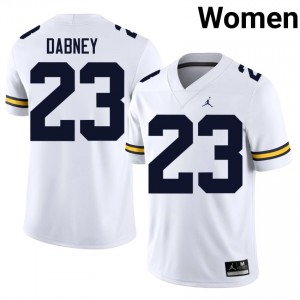 UMich  Wolverines Markel Dabney #23 White Women's Football Jersey | NCAA Authentic Merch 87170192