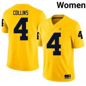 #4 Nico Collins U-M Wolverines Women's Jersey | Maize NCAA Football Premium Stitching Team Gear 58422825