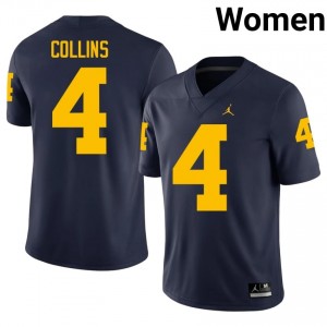 Nico Collins #4 Navy Women's High School Jersey | Michigan Wolverines Football Officially Licensed Fanwear 96879019