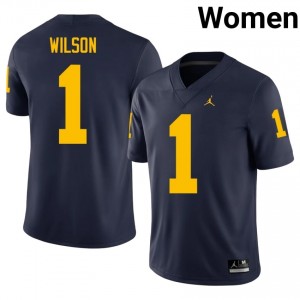 Roman Wilson #1 Navy Women's Player Jersey | UMich  Wolverines Football Officially Licensed Fanwear 63551072