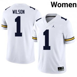 U-M Wolverines Roman Wilson #1 White Women's Football Jersey | NCAA Authentic Merch 85570575