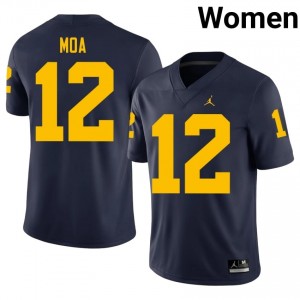 Salesi Moa #12 Navy Women's High School Jersey | Michigan Wolverines Football Officially Licensed Fanwear 79180867