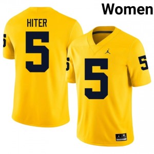 #5 Savion Hiter Michigan Wolverines Women's Jersey | Maize High School Football Premium Stitching Team Gear 71909916