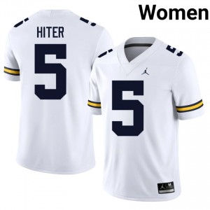 Michigan Savion Hiter #5 White Women's Football Jersey | NCAA Authentic Merch 57558063