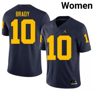 Tom Brady #10 Navy Women's College Jersey | Wolverines Football Officially Licensed Fanwear 90815128