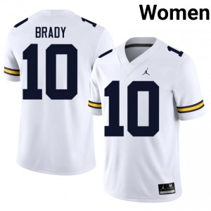 Michigan Tom Brady #10 White Women's Football Jersey | NCAA Authentic Merch 39214040
