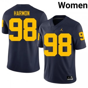 Tom Harmon #98 Navy Women's NCAA Jersey | U-M Wolverines Football Officially Licensed Fanwear 15098296
