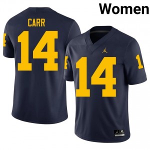 Tommy Carr #14 Navy Women's Player Jersey | UMich  Wolverines Football Officially Licensed Fanwear 10544936