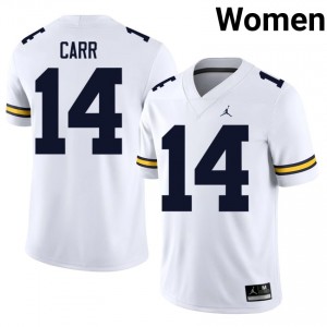 U-M Wolverines Tommy Carr #14 White Women's Football Jersey | NCAA Authentic Merch 55690007