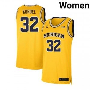 Malick Kordel #32 Maize Women's NCAA Jersey | Wolverines Basketball Officially Licensed Fanwear 51691049