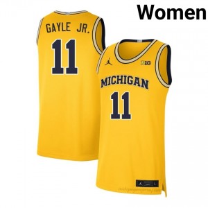 Roddy Gayle Jr. #11 Maize Women's NCAA Jersey | Wolverines Basketball Officially Licensed Fanwear 21235648
