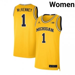 Trey McKenney #1 Maize Women's NCAA Jersey | Wolverines Basketball Officially Licensed Fanwear 82559188
