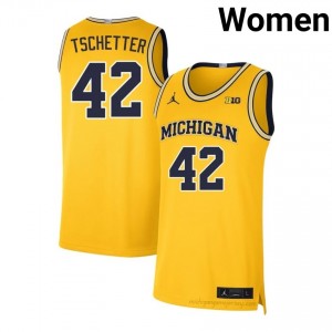 Will Tschetter #42 Maize Women's College Jersey | Wolverines Basketball Officially Licensed Fanwear 66322729