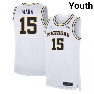 Michigan Aday Mara #15 White Youth Basketball Jersey | NCAA Authentic Merch 20368973