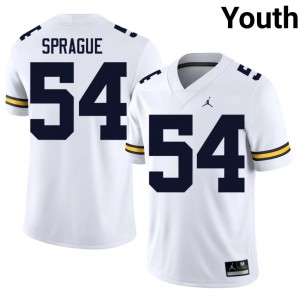 U-M Wolverines Andrew Sprague #54 White Youth Football Jersey | NCAA Authentic Merch 90884518