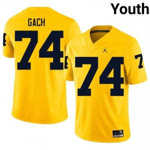 #74 Avery Gach U-M Wolverines Youth Jersey | Maize NCAA Football Premium Stitching Team Gear 87678055