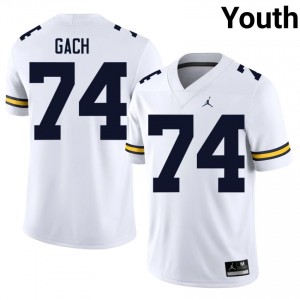 UMich  Wolverines Avery Gach #74 White Youth Football Jersey | NCAA Authentic Merch 89968329