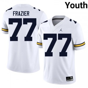 U-M Wolverines Blake Frazier #77 White Youth Football Jersey | NCAA Authentic Merch 26270357
