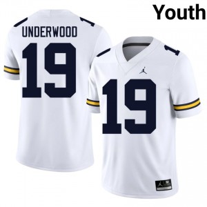 Michigan Bryce Underwood #19 White Youth Football Jersey | NCAA Authentic Merch 48424140
