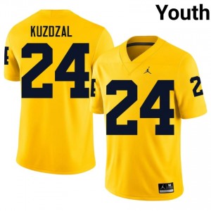 #24 Bryson Kuzdzal U-M Wolverines Youth Jersey | Maize NCAA Football Premium Stitching Team Gear 39134963