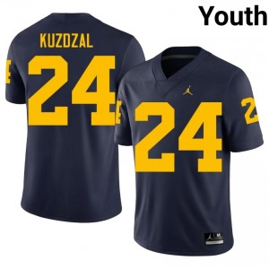 Bryson Kuzdzal #24 Navy Youth High School Jersey | Michigan Wolverines Football Officially Licensed Fanwear 69136333