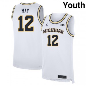 Michigan Charlie May #12 White Youth Basketball Jersey | NCAA Authentic Merch 65620975