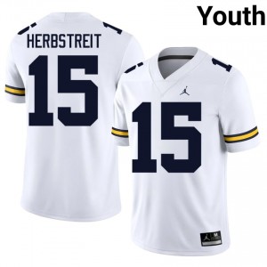 U-M Wolverines Chase Herbstreit #15 White Youth Football Jersey | NCAA Authentic Merch 26453745