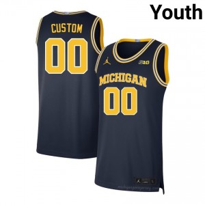 #00 Custom Michigan Wolverines Youth Jersey | Navy College Basketball Premium Stitching Team Gear 69062698