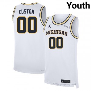 Michigan Custom #00 White Youth Basketball Jersey | NCAA Authentic Merch 84947090