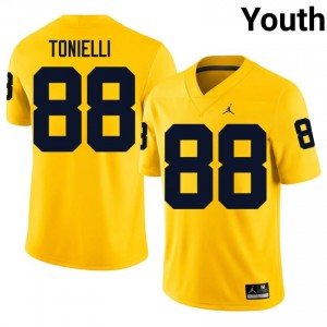 #88 Deakon Tonielli U-M Wolverines Youth Jersey | Maize NCAA Football Premium Stitching Team Gear 48379521