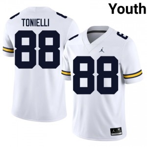 UMich  Wolverines Deakon Tonielli #88 White Youth Football Jersey | NCAA Authentic Merch 36853469