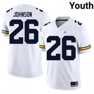 Wolverines Donovan Johnson #26 White Youth Football Jersey | NCAA Authentic Merch 82812617