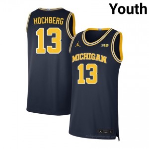 #13 Harrison Hochberg Michigan Wolverines Youth Jersey | Navy University Basketball Premium Stitching Team Gear 60820615