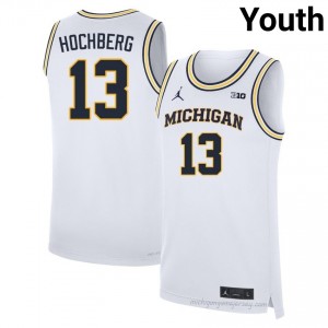 Michigan Harrison Hochberg #13 White Youth Basketball Jersey | NCAA Authentic Merch 93543651