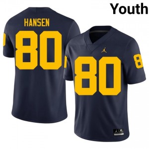 Hogan Hansen #80 Navy Youth NCAA Jersey | U-M Wolverines Football Officially Licensed Fanwear 87978237