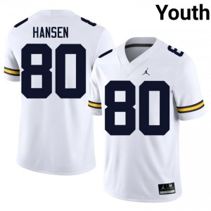 Wolverines Hogan Hansen #80 White Youth Football Jersey | NCAA Authentic Merch 67725467