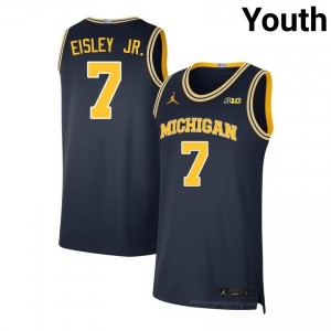 #7 Howard Eisley Jr. Michigan Wolverines Youth Jersey | Navy High School Basketball Premium Stitching Team Gear 88544309