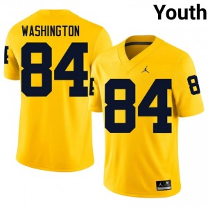 #84 Jacob Washington UMich  Wolverines Youth Jersey | Maize Player Football Premium Stitching Team Gear 52432217