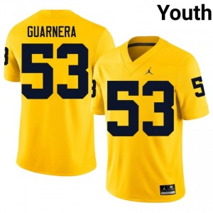 #53 Jake Guarnera U-M Wolverines Youth Jersey | Maize NCAA Football Premium Stitching Team Gear 28976748