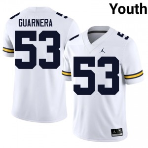UMich  Wolverines Jake Guarnera #53 White Youth Football Jersey | NCAA Authentic Merch 90681688