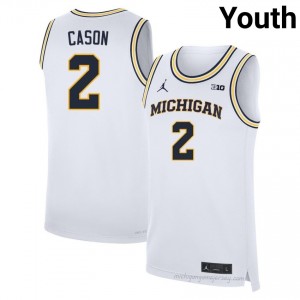 Michigan L.J. Cason #2 White Youth Basketball Jersey | NCAA Authentic Merch 32411394