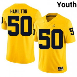 #50 Luke Hamilton UMich  Wolverines Youth Jersey | Maize Player Football Premium Stitching Team Gear 43092523