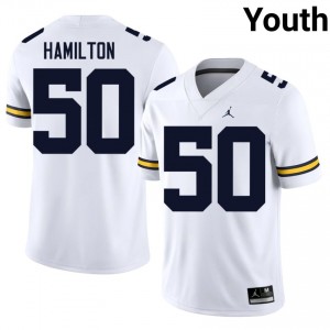 Michigan Wolverines Luke Hamilton #50 White Youth Football Jersey | NCAA Authentic Merch 50574961