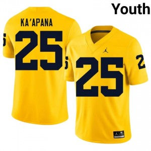 #25 Micah Ka'apana Wolverines Youth Jersey | Maize College Football Premium Stitching Team Gear 82466153