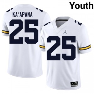 U-M Wolverines Micah Ka'apana #25 White Youth Football Jersey | NCAA Authentic Merch 58237684
