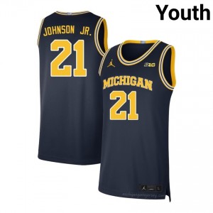 #21 Morez Johnson Jr. Michigan Wolverines Youth Jersey | Navy High School Basketball Premium Stitching Team Gear 27098220