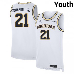 Michigan Morez Johnson Jr. #21 White Youth Basketball Jersey | NCAA Authentic Merch 96883935