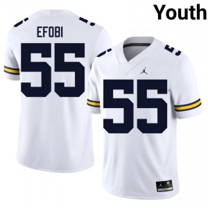 Wolverines Nathan Efobi #55 White Youth Football Jersey | NCAA Authentic Merch 37696978